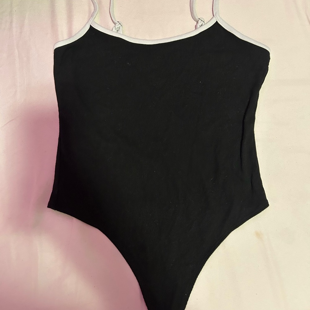 Forever 21 Black Bodysuit with White Trim